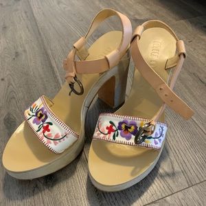 Miu Miu floral strappy heels